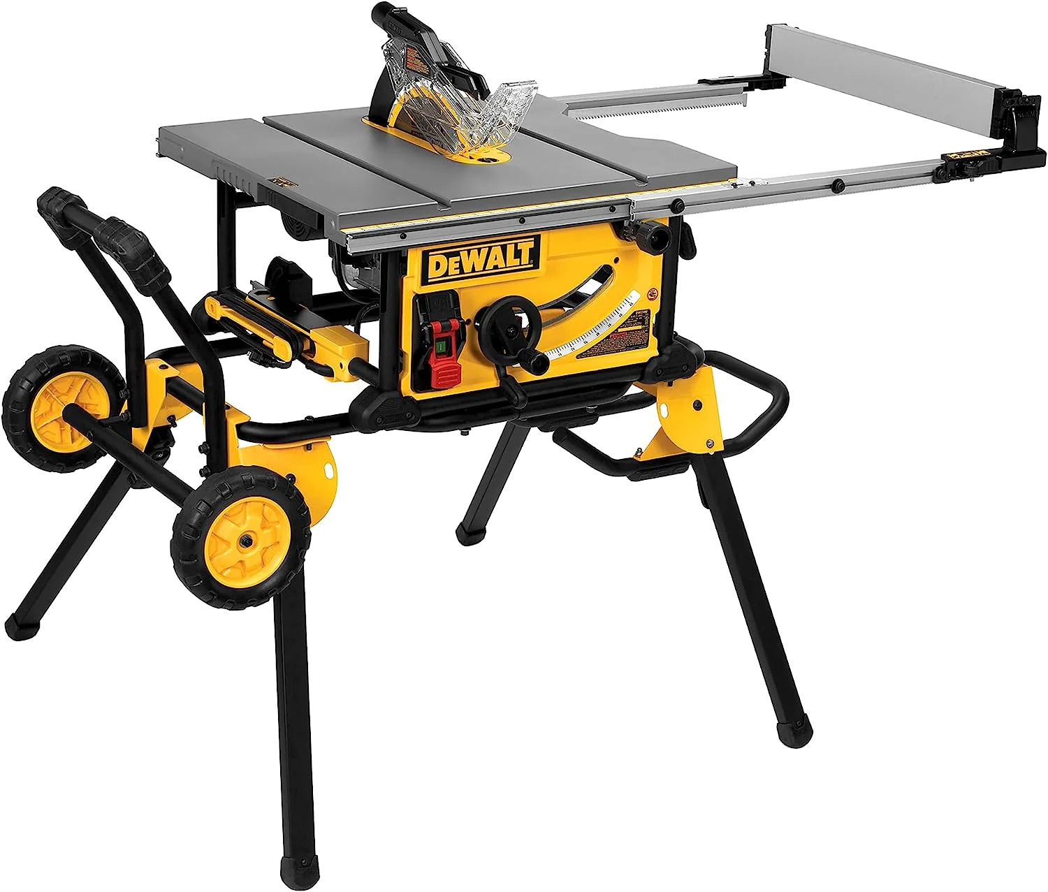 Sega da banco DEWALT da 10 pollici, capacità di taglio di 32-1/2 pollici, motore da 15 amp, con rotolamento