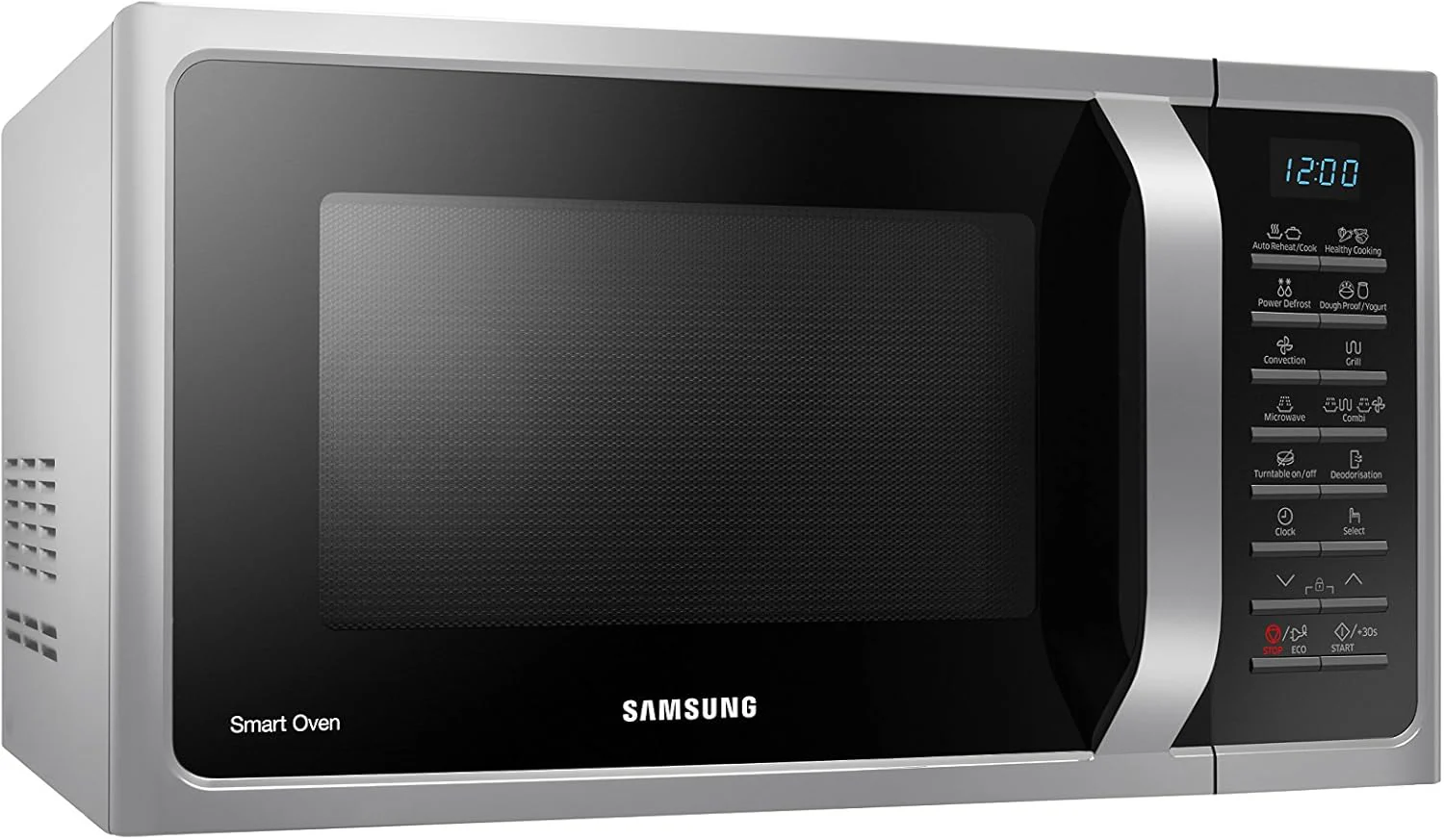 SAMSUNG MC28H5015CS Microwave (Countertop, Combination Microwave, 28 L, 900W/1500W, Buttons, Aluminium, with Stainless Steel Grill) Silver and Black