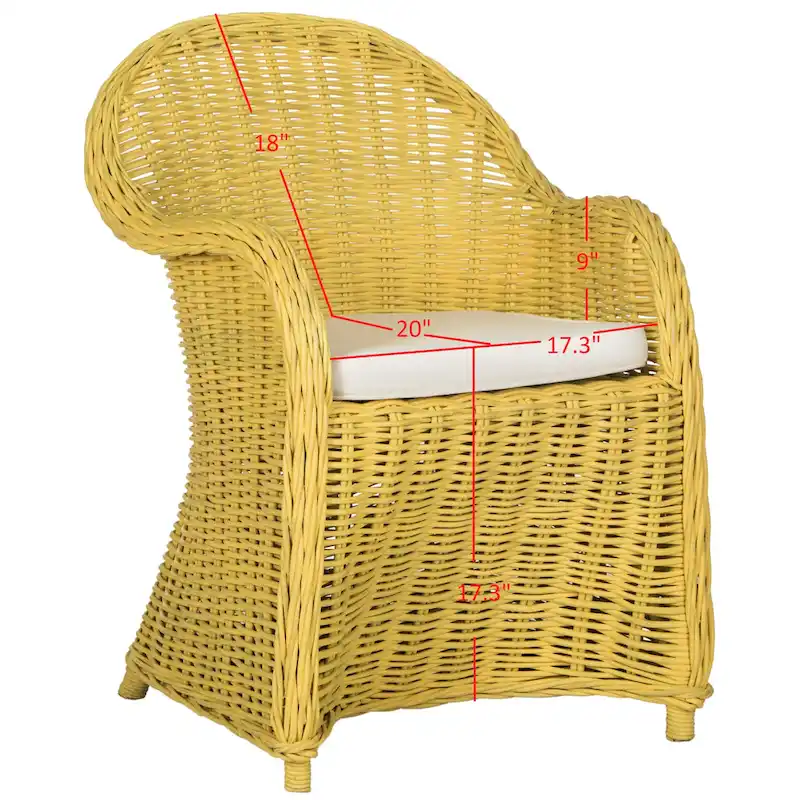 SAFAVIEH Sinja Yellow Rattan Club Chair - 24 x 26 x 35 - 24Wx26Dx35H