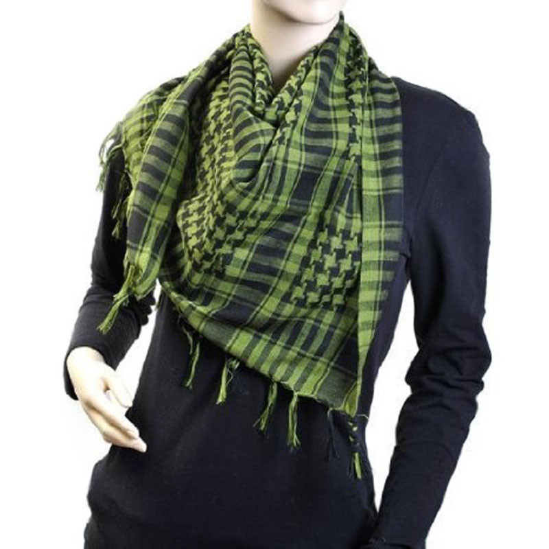 Black And Green Arab Shemagh Houndstooth Scarf 2072D