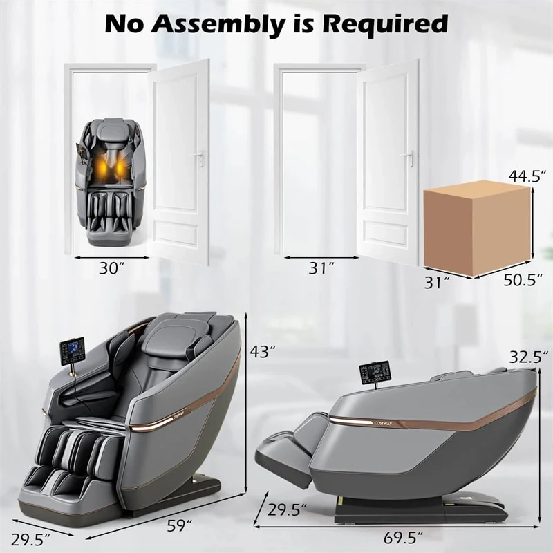 Full Body Zero Gravity Massage Chair, SL Track Massage Recliner with Airbags, Back & Waist Heater, Foot Rollers, Touch Screen, Auto Shoulder Scan