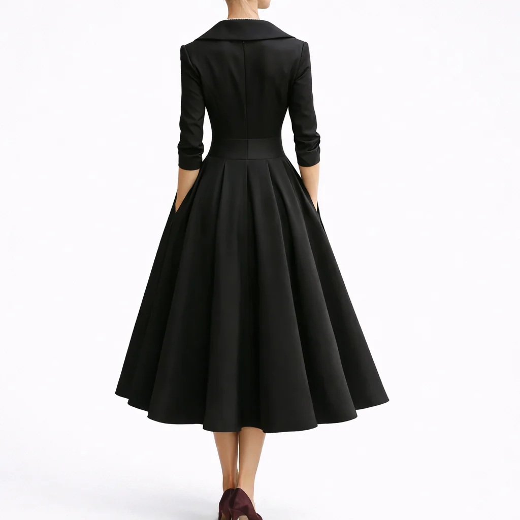 Womena??s Midi Dress Elegant A-Line Silhouette