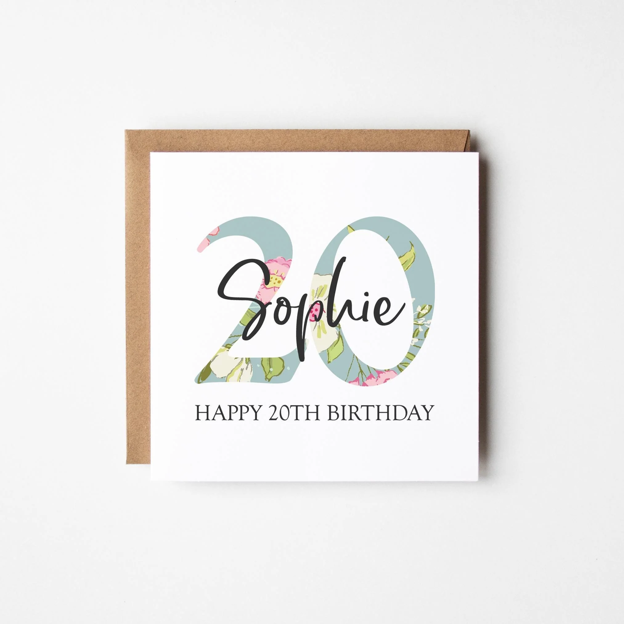 20th Birthday Card a?�� Personalised 20th Birthday Card for Her a?�� Daughter a?�� Friend a?�� Auntie a?�� Cousin a?�� Sister a?�� Floral 20th Card