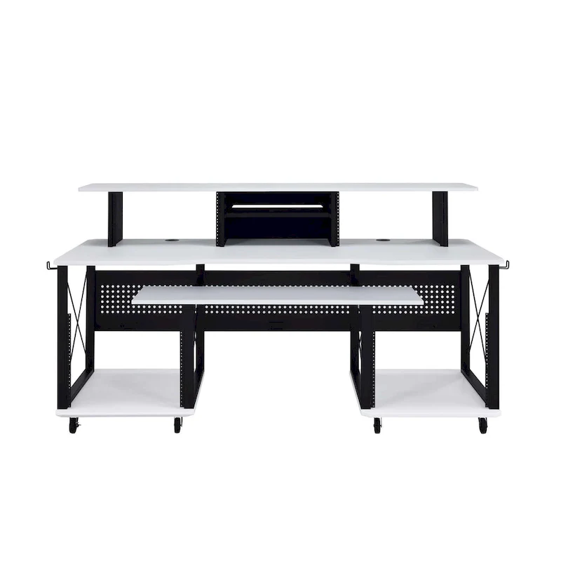 Rectangular Music Desk with 8 Wheels and 1 Keyboard Tray