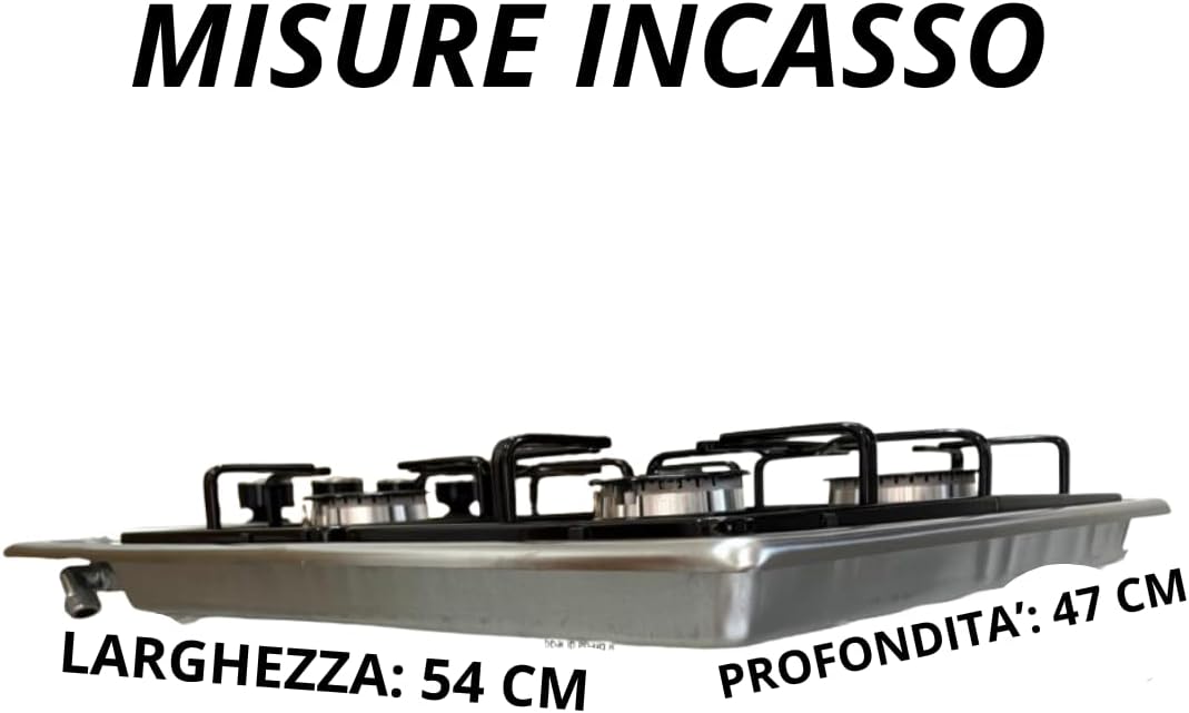 Piano Cottura 4 Fuochi 60 cm Da Incasso Inox Acciaio Liscio