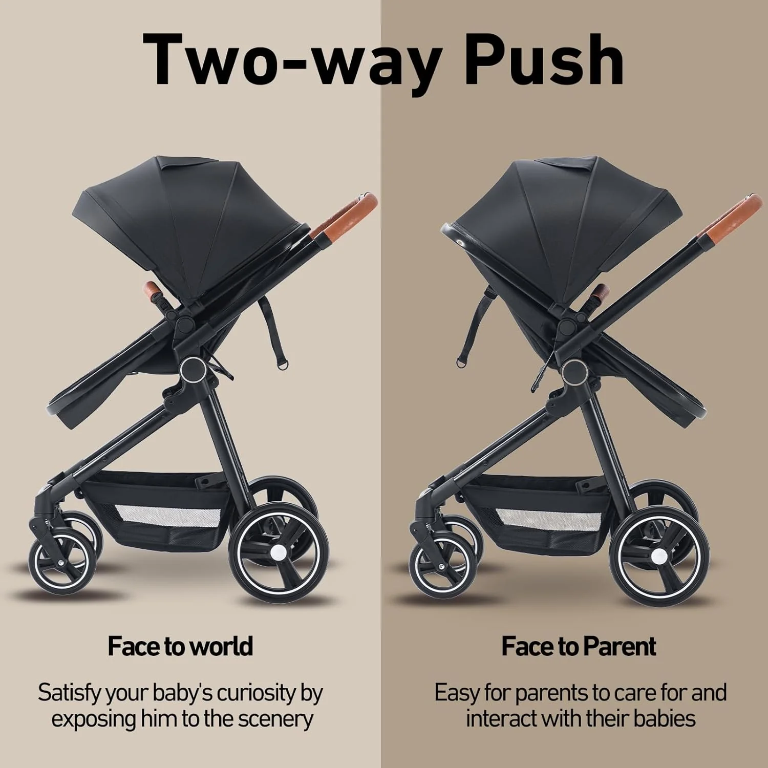 Passeggino 3 in 1 Zkiprm, portatile con seggiolino auto, 3 modalità convertibili, telaio in alluminio di alta qualità, alta visibilità, passeggino leggero, grigio