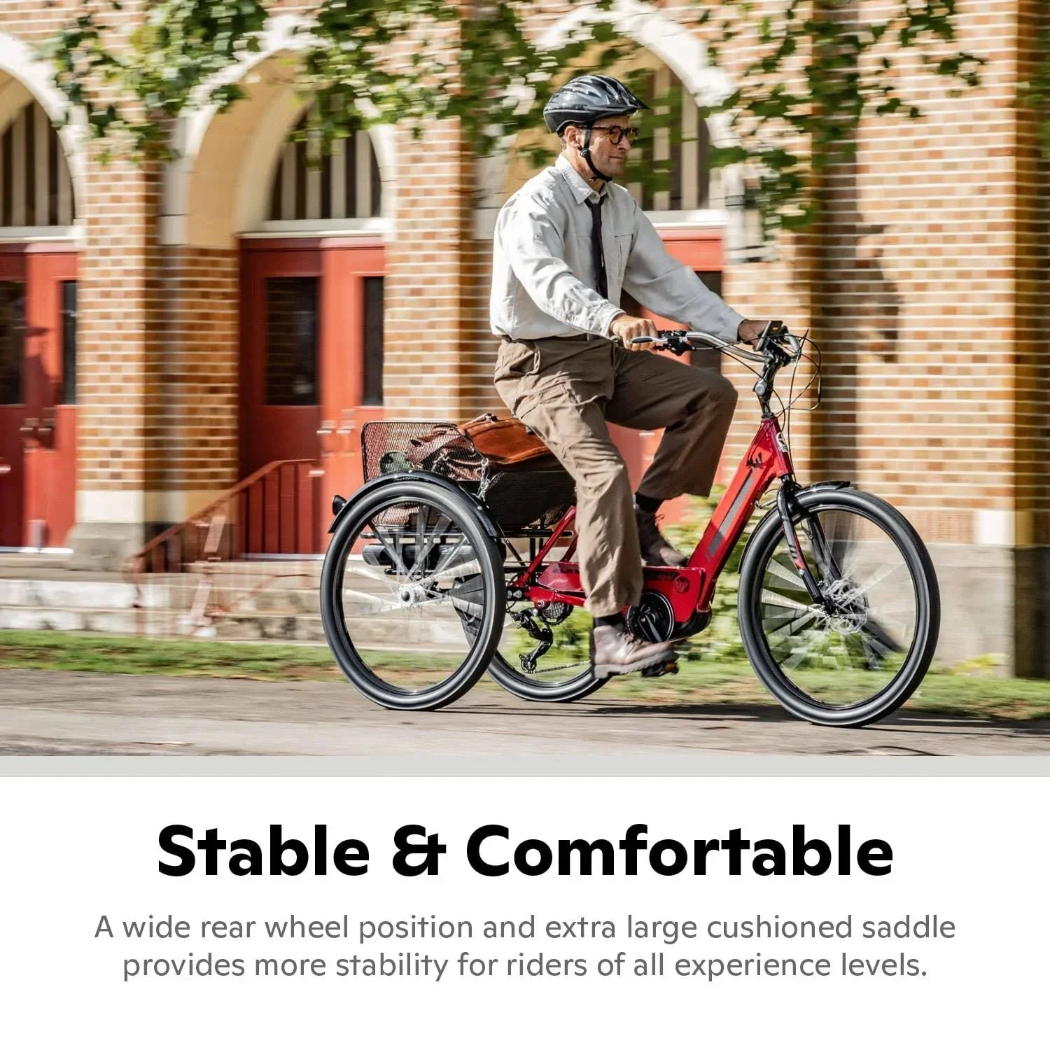 2025 Schwinn Meridian Adult Tricycle, Men's and Women's Beach Cruiser, 26-inch Wheels, Low Step-Through, Wide Saddle, Folding Rear Basket.