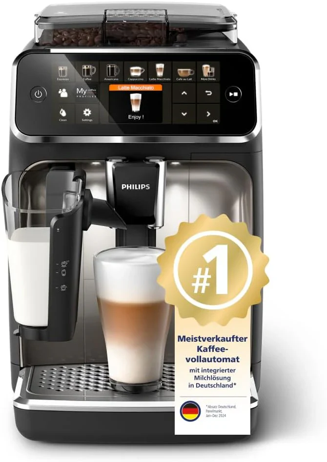Philips 5400-as sorozatú automata kávéfőző – 12-féle ital, gyorsan tisztítható LatteGo, intuitív TFT kijelző, személyre szabható kávébeállítások, prémium konyhai design (EP5441/50)