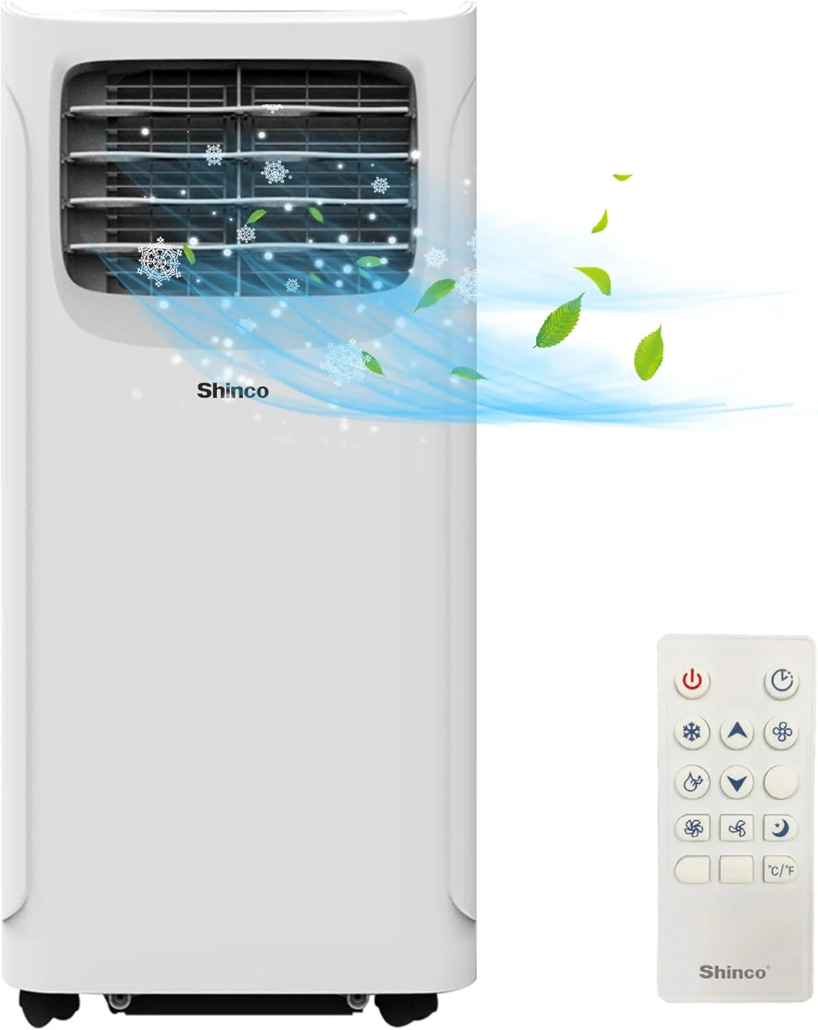 SHINCO Mobiele airconditioning met luchtafvoerslang, 3-in-1 airconditioning met luchtontvochtiger en ventilator, 7000BTU, 2,05 kW, Mobiel airconditioner met slaapmodus, timer en montagemateriaal, ruimtes tot 54m