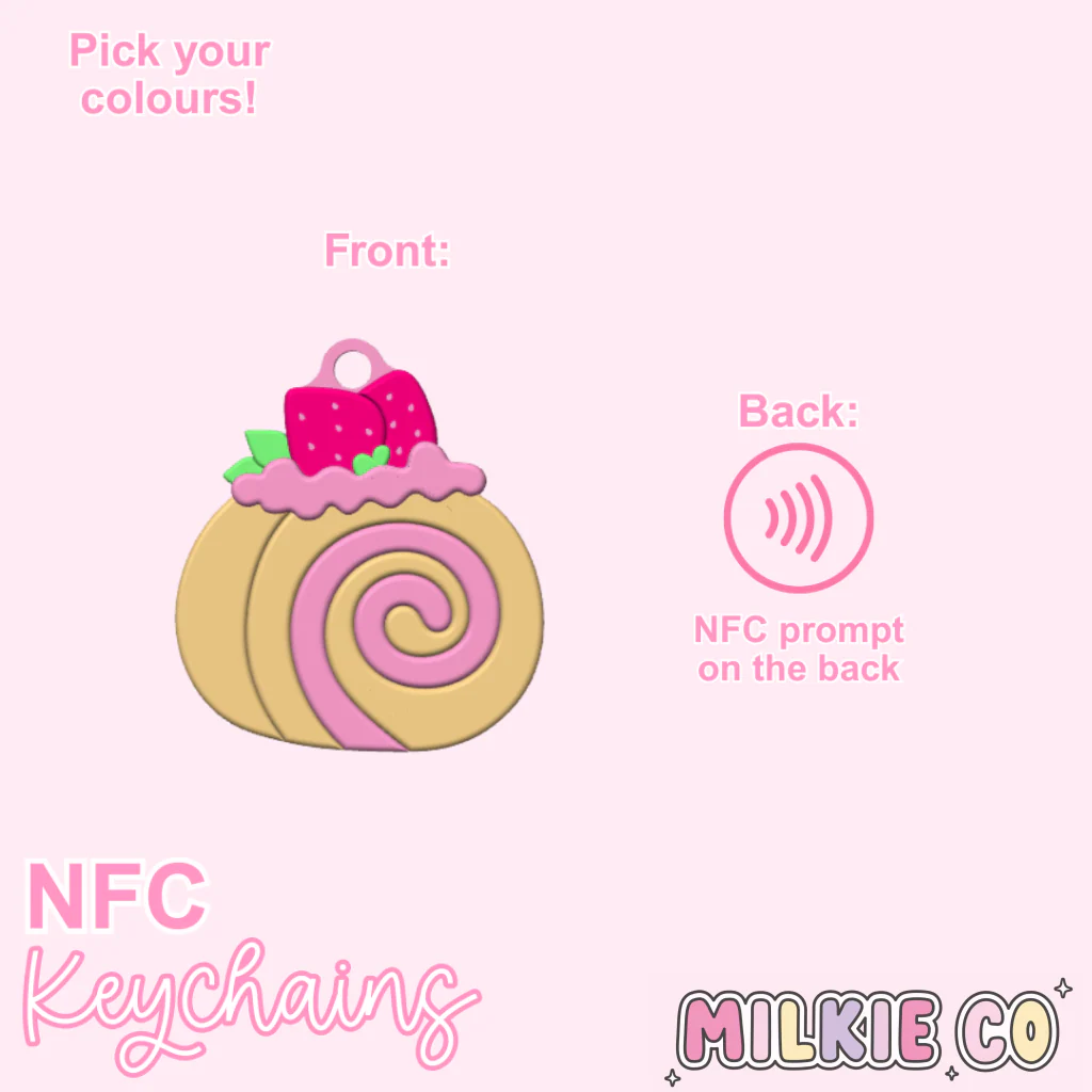Strawberry Roll NFC Keychain