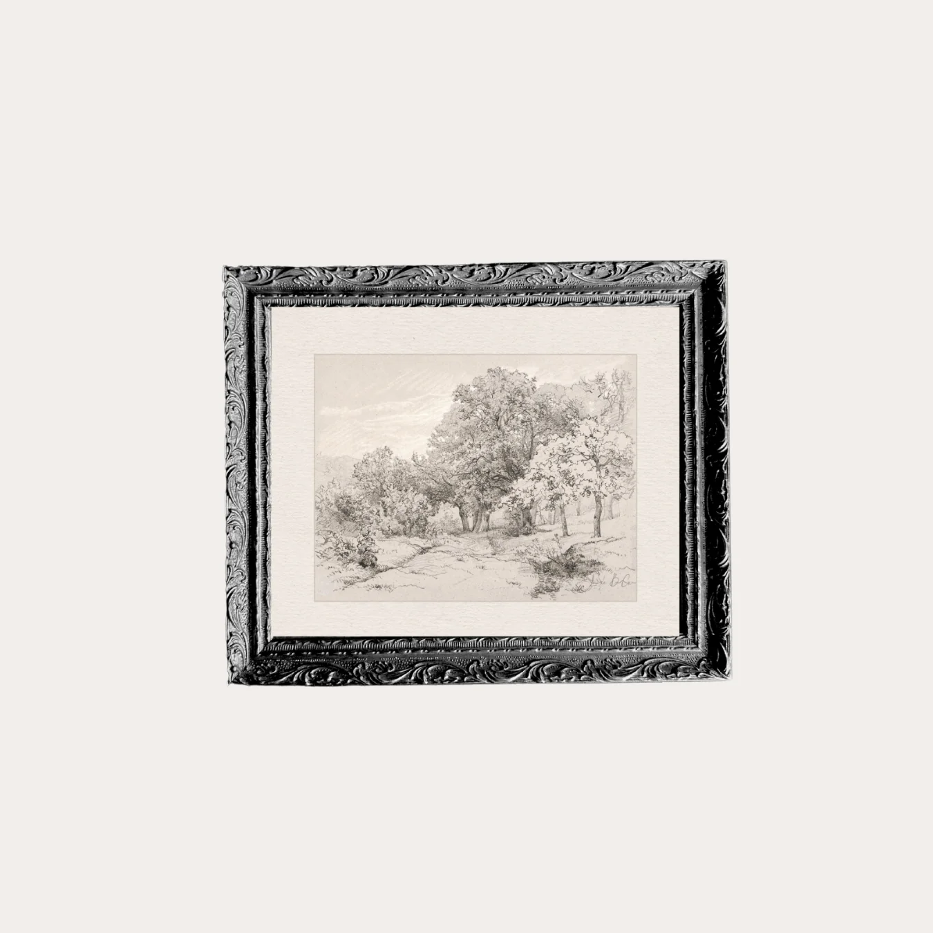 Summer Field Sketch | French Black Mould Framed Art