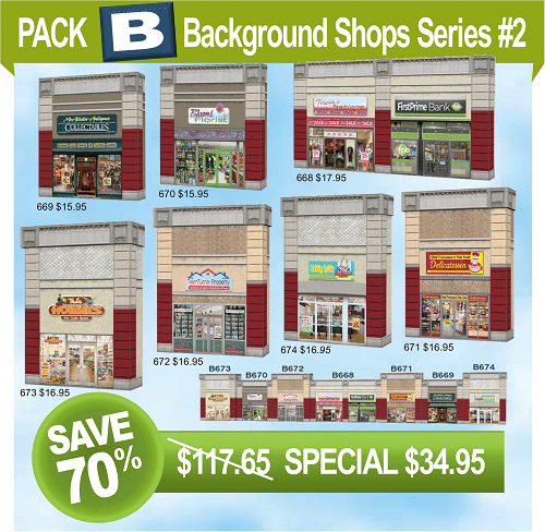 Pack B background shops railroad scale models