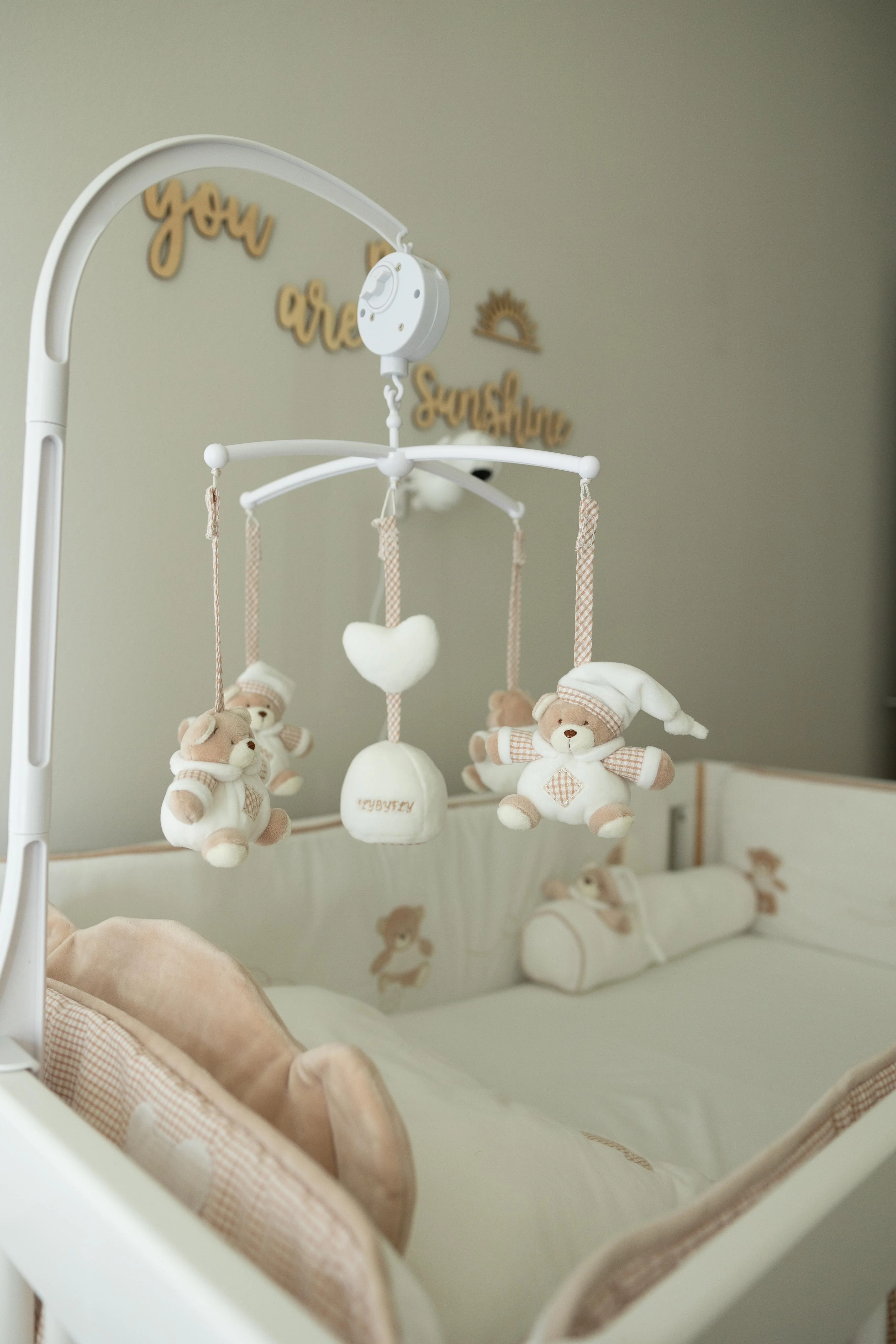 Bear Musical Mobile | White & Beige