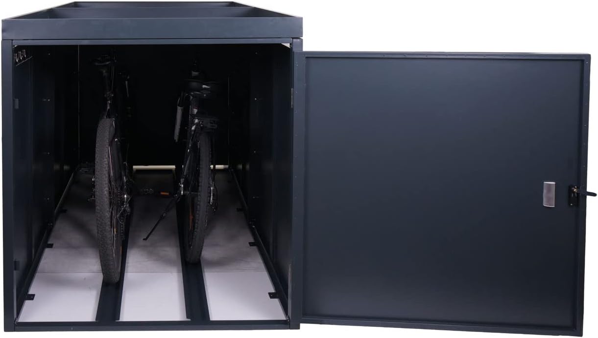 Mendler 2er-Fahrradgarage mit Pflanzkasten HWC-L56b, Fahrradbox, abschließbar verzinkter Stahl 125x113x208cm - anthrazit