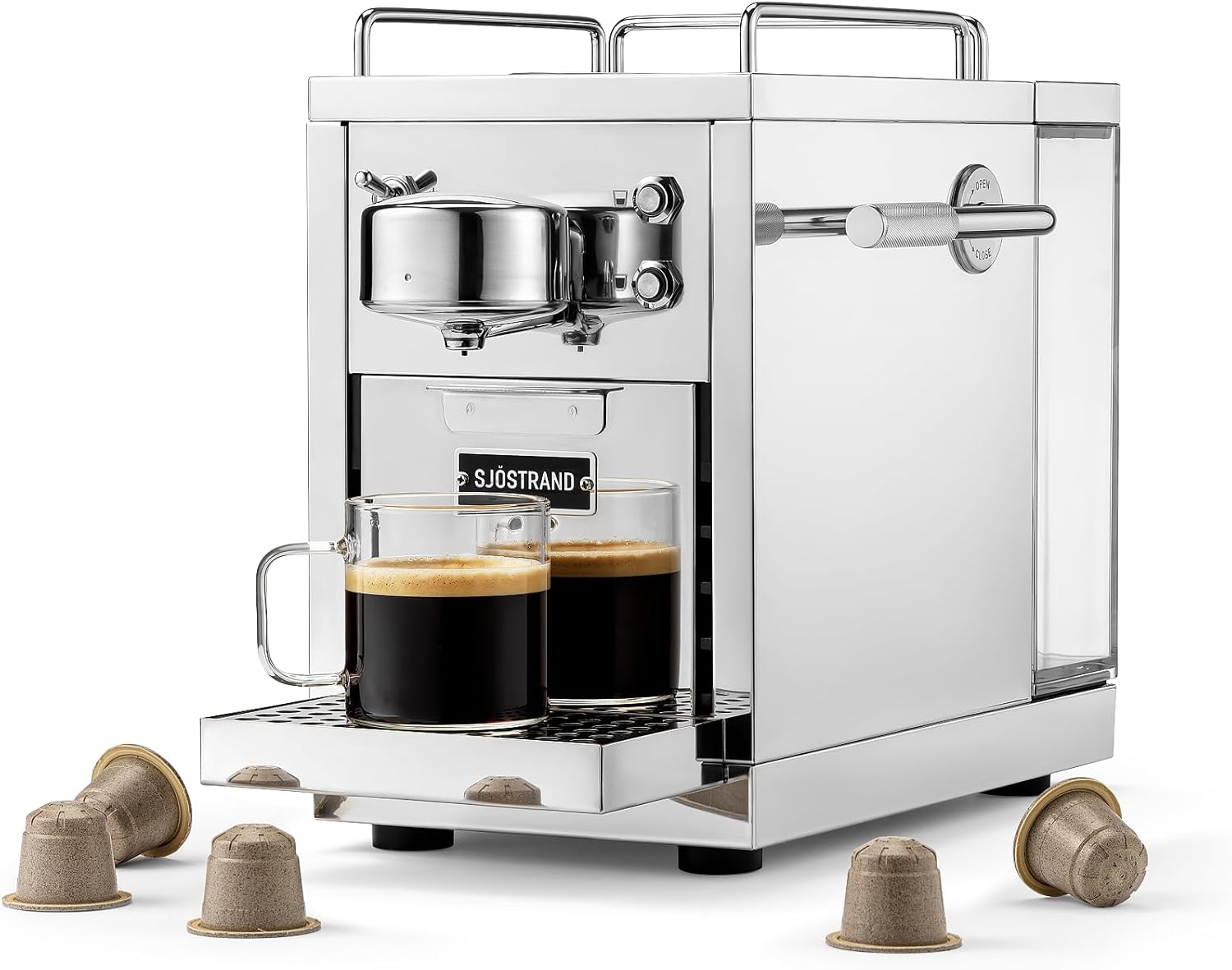 Die Original 2 Kaffeemaschine, Nespresso® kompatible Kapselmaschine, Espressomaschine aus Edelstahl, skandinavisches Design, langlebige, reparierbare Kaffeemaschine