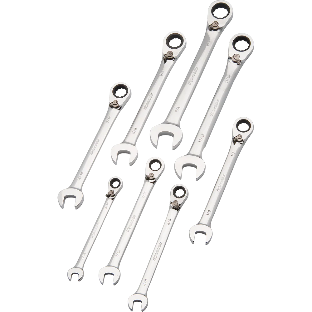 Dynamic D076601  ~  8 Pc Sae Rev Combination Gear Wrench