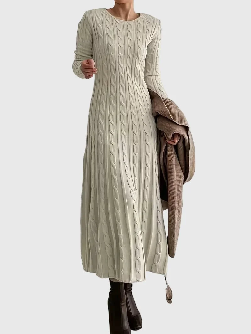 Womena??s Cable-Knit Maxi Dress Long Sleeve Design for Effortless Style