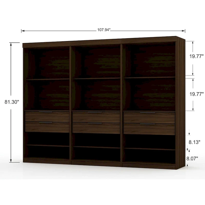 Mulberry 2.0 Modern 3 Sectional 6 Drawer Wardrobe Closet Set of 3