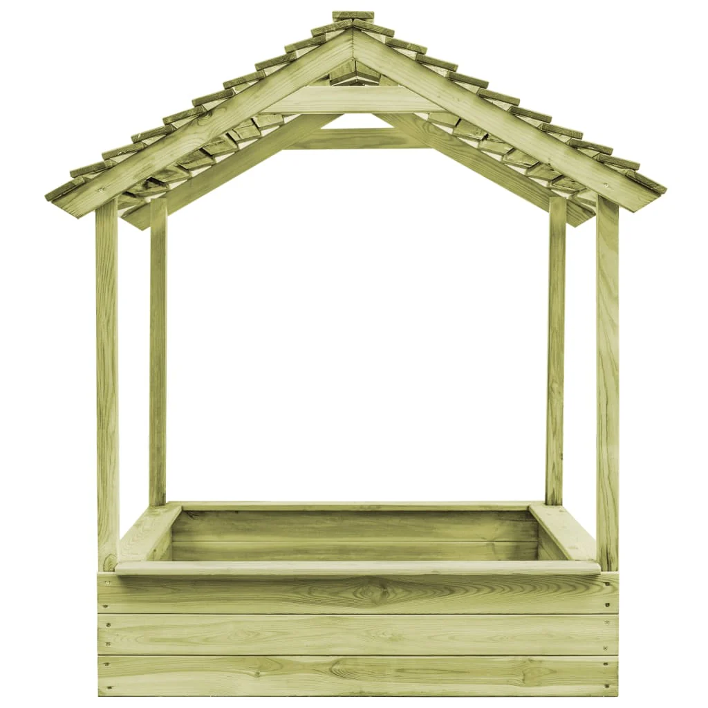 Casetta da Giardino per Bambini in Legno di Pino con Sabbiera – 128x120x145 cm – Modello MXL