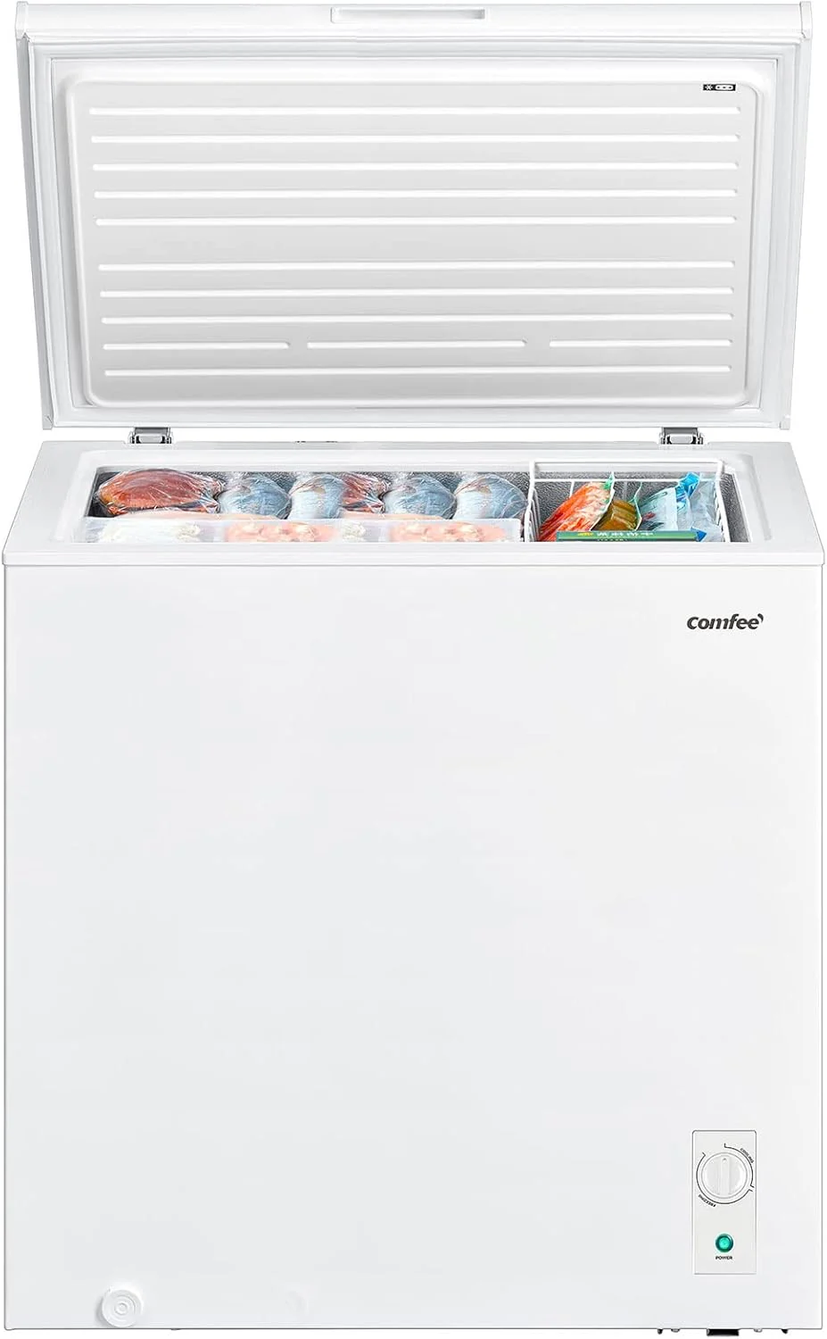 Comfee RCC100WH2(E) Gefriertruhe/169 kWh/Jahr/85cm hoch/99L/38dB/Geringe Lautstärke/Hoch effizientesD-förmigesRohr/Geeignet für verschiedene Einsatzszenarien/Einstellbarer Temperaturregler/Weiß