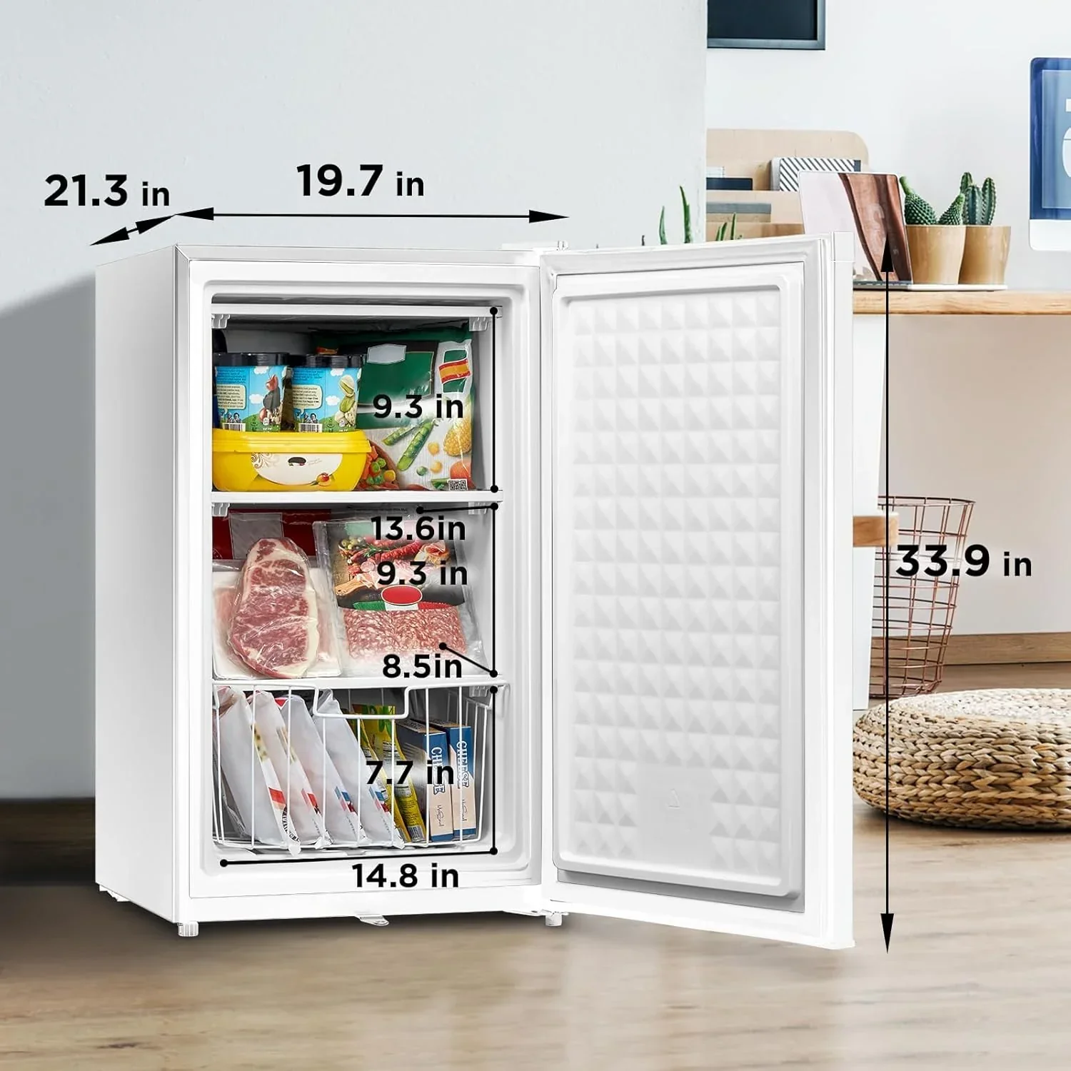 Upright Freezer Large Black 3.0 Cubic Feet