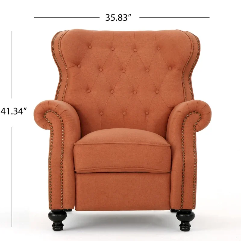 Walder Tufted Nailhead Fabric Recliner by Christopher Knight Home