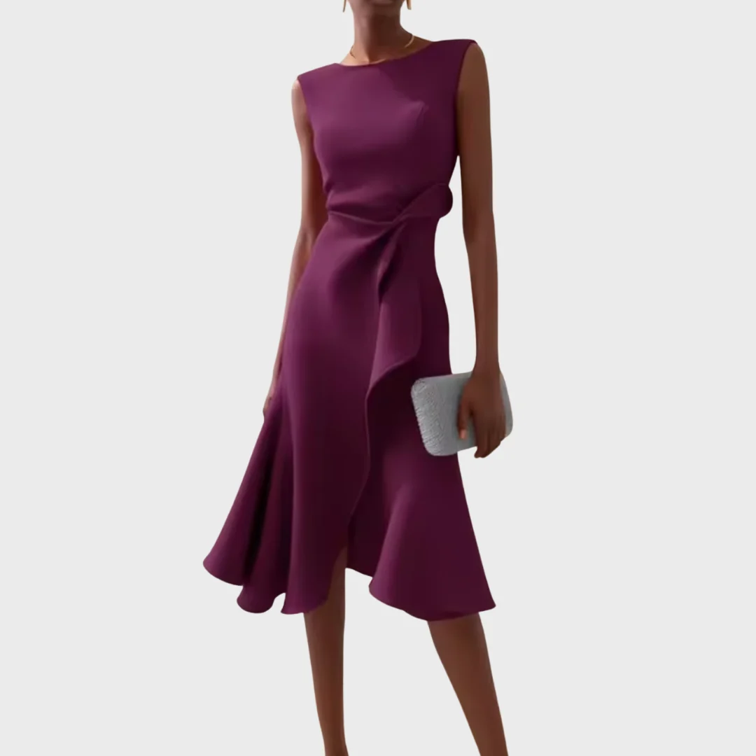 Women��s Asymmetric Midi Dress Elegant Draped Summer Style