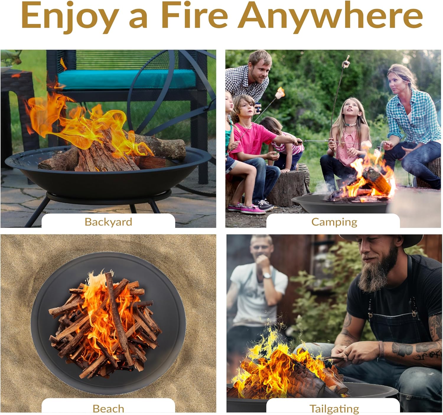 Sunnydaze 39-Inch Replacement Steel Fire Pit Bowl with Round Spark Screen - High-Temperature Painted Finish