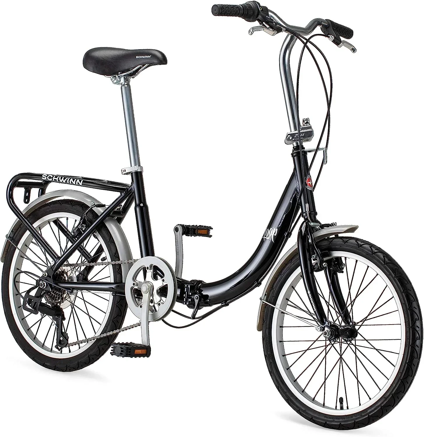Bicicleta plegable Schwinn Loop para adultos, ruedas de 20 pulgadas, transmisión de 7 velocidades