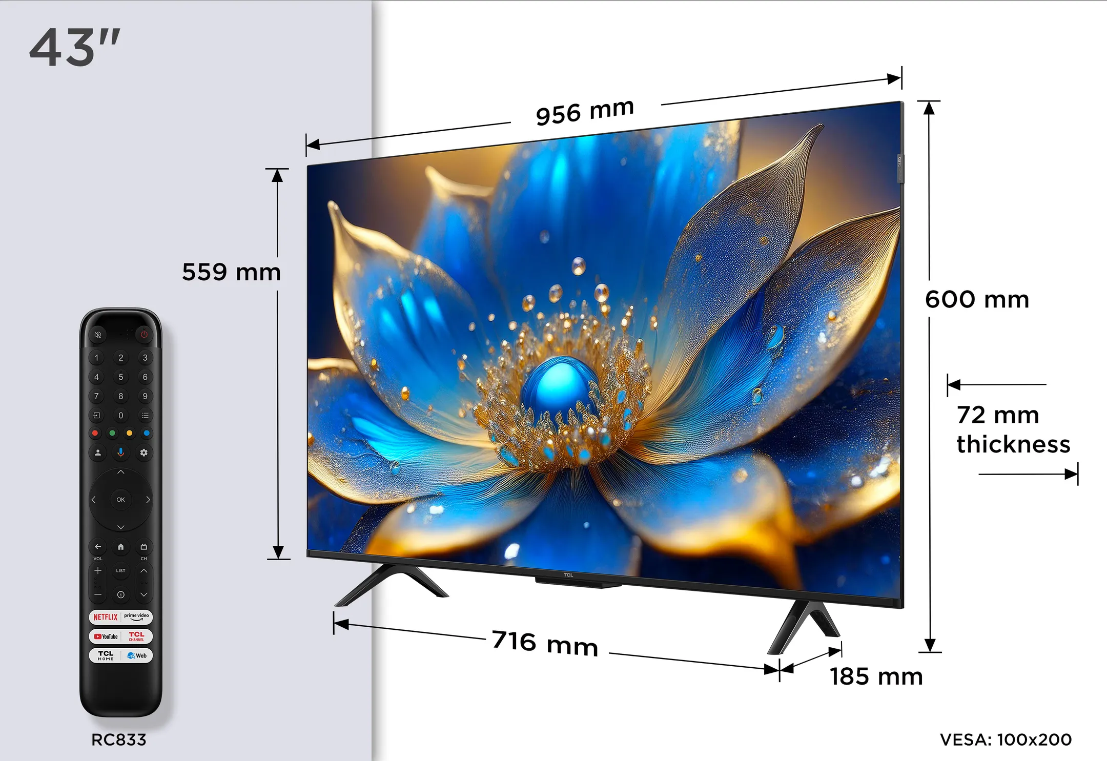 TCL QLED 4K TV 43P79K (2025) - 43 inch