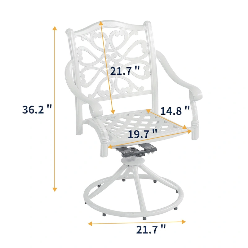 5-Piece Cast Aluminum Patio Dining Set with 4 Swivel Chair