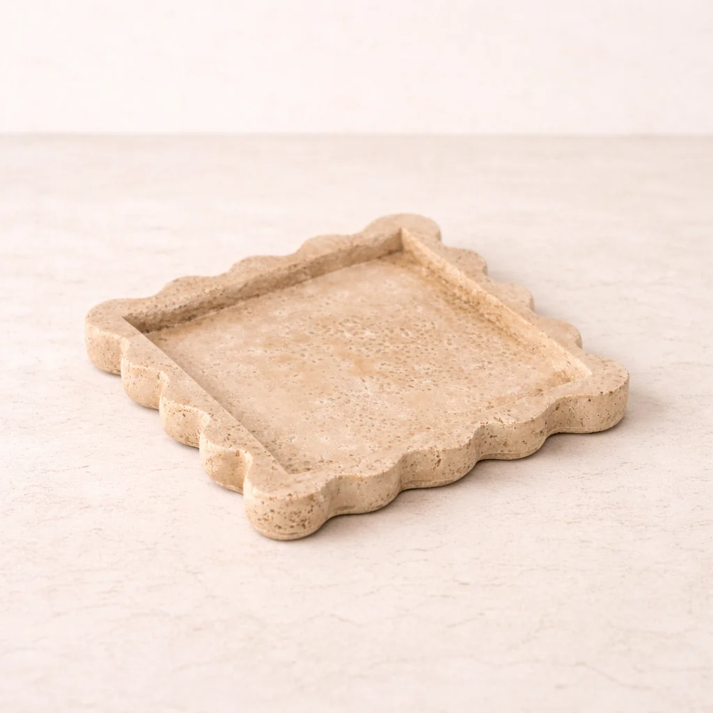 Beige Cement Scalloped Tray