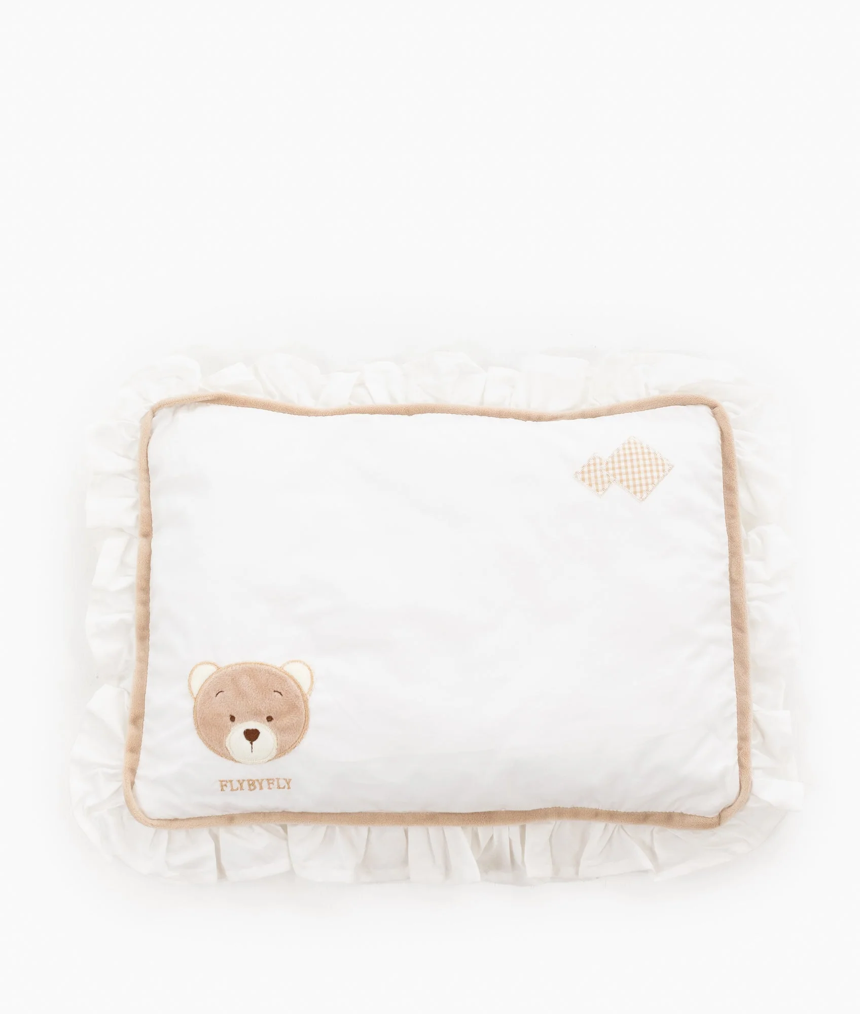 Toddler Ruffle Pillow | White & Beige