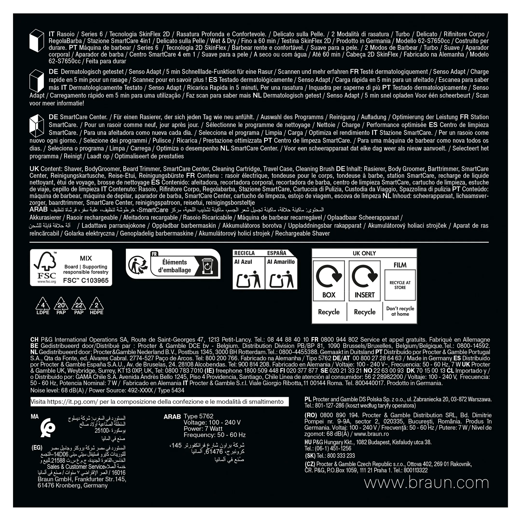 Braun Elektrisch scheerapparaat Series 6 62-S7650cc