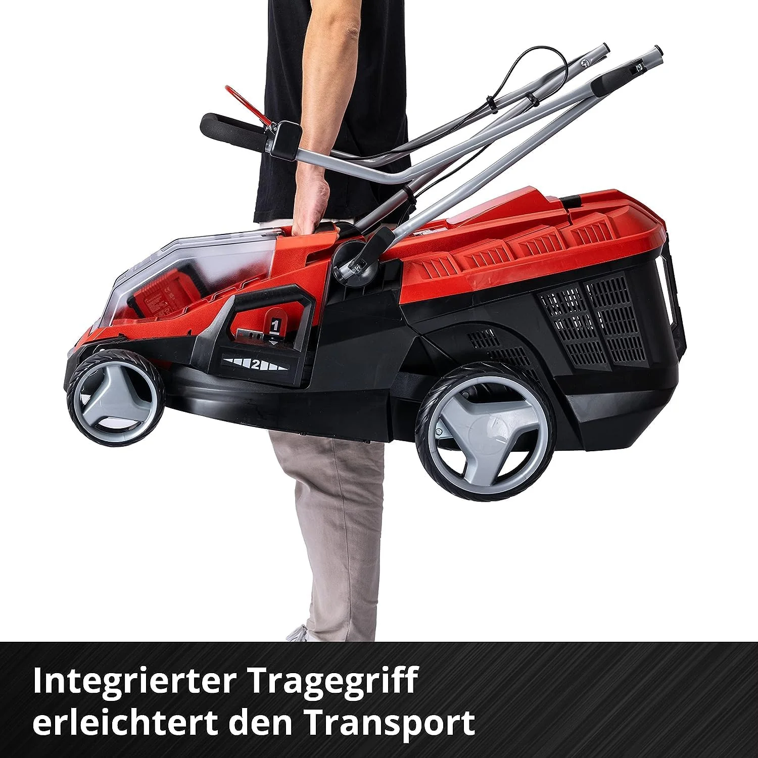Einhell Akku-Rasenmäher GE-CM 36/36 Li Kit Power X-Change (36 V, 36 cm Schnittbreite, bis 400 m², Brushless, 40L Fangkorb, 25-75 mm Schnitthöhe, inkl. 2x 4,0 Ah Akku + 2x Ladegerät)
