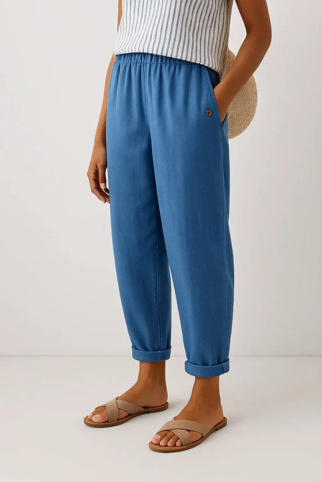 Women��s Relaxed Straight-Leg Trousers Lightweight Cotton Blend