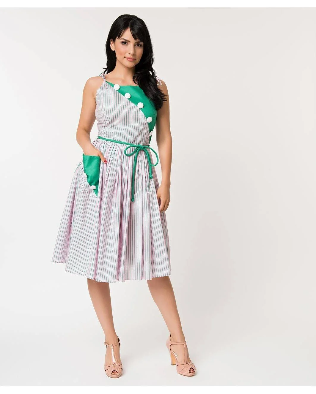 Hamilton Stripe Swing Dress, Size Ingrid