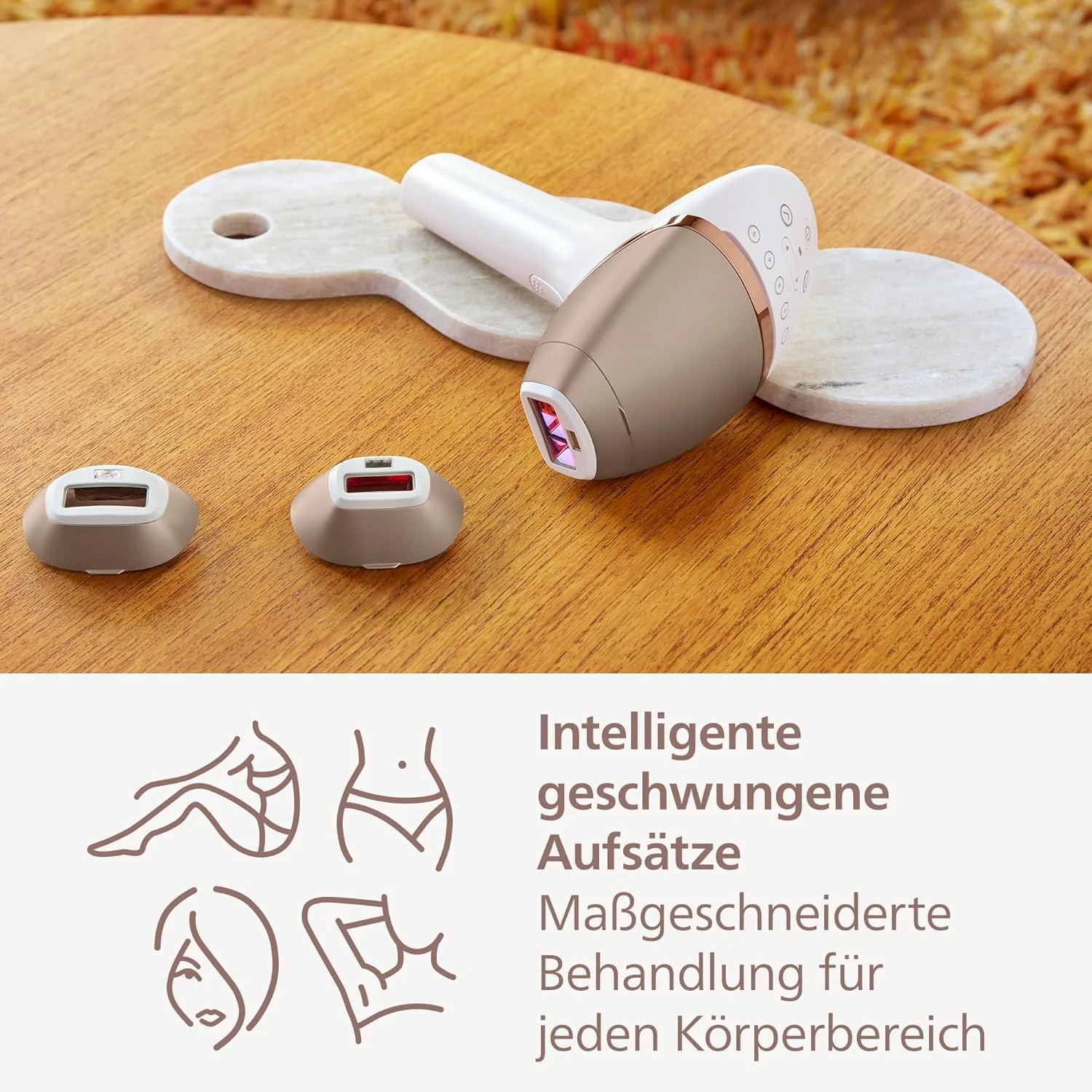 Philips Lumea IPL Haarentfernungsgerät 9000 Series – Haarentfernungsgerät mit SenseIQ Technologie, 3 Aufsätze für Körper, Gesicht und Präzision, kabellos (Modell BRI955/00)