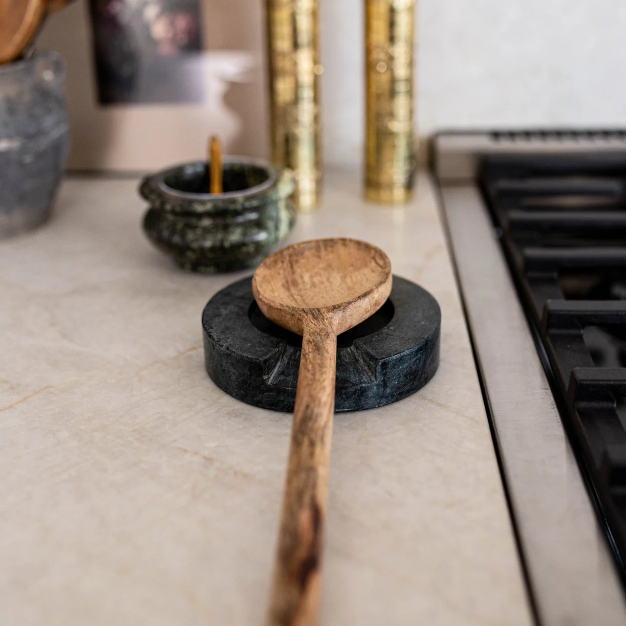 Emerald Green Marble Round Spoon Rest