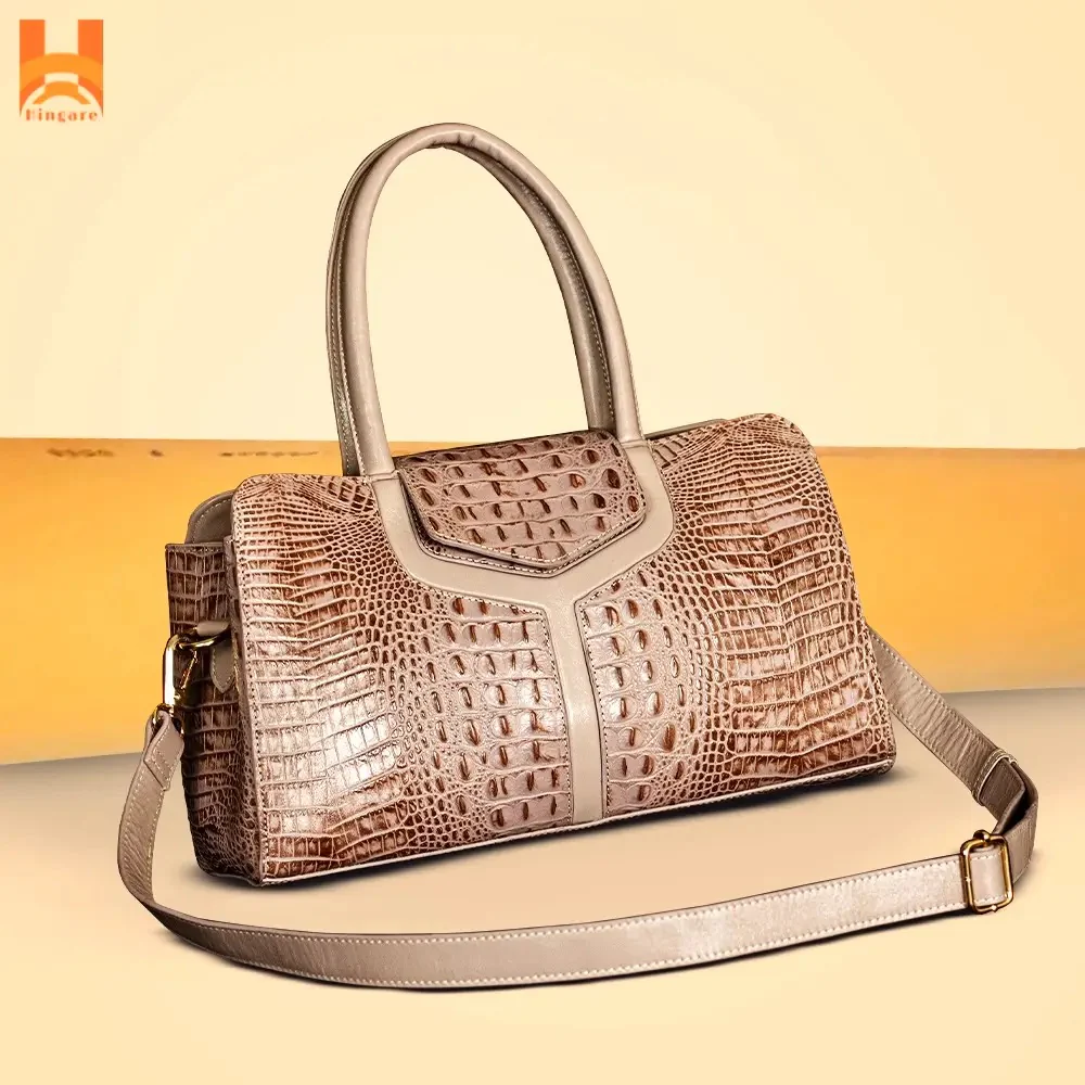 Crocodile Pattern Genuine Leather Stylish Women's Handbags Stylish Crocodile Shoulder Bag