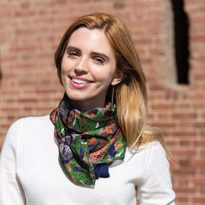 Mackenzie Green Square Silk Scarf