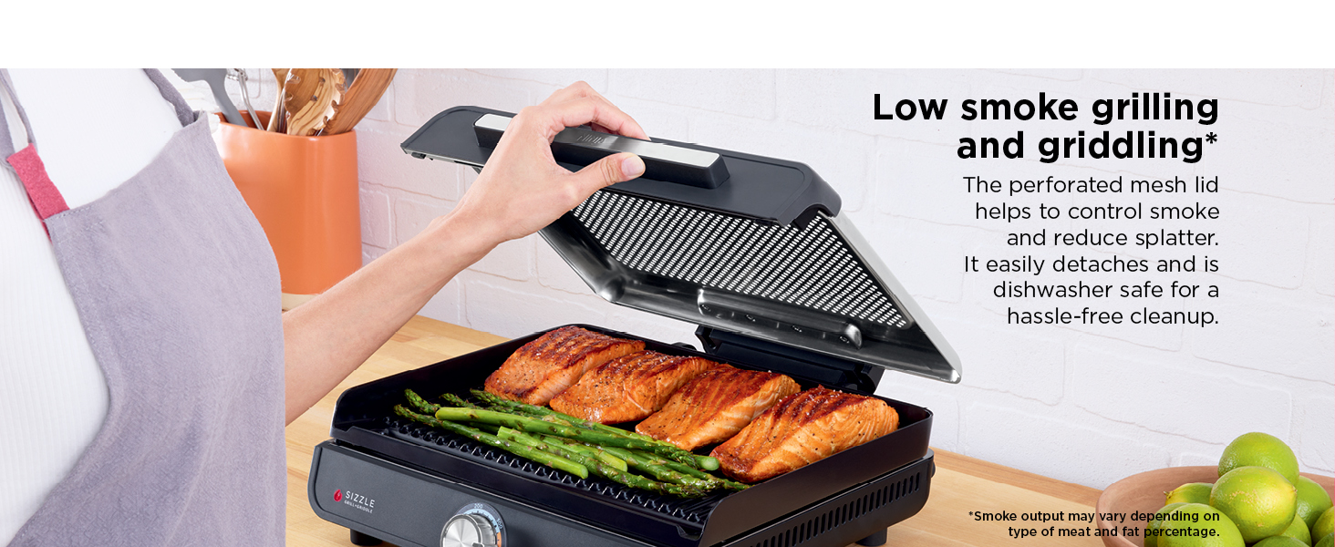 500°F max heat grilling Edge-to-edge griddling Smokeless grilling and griddling