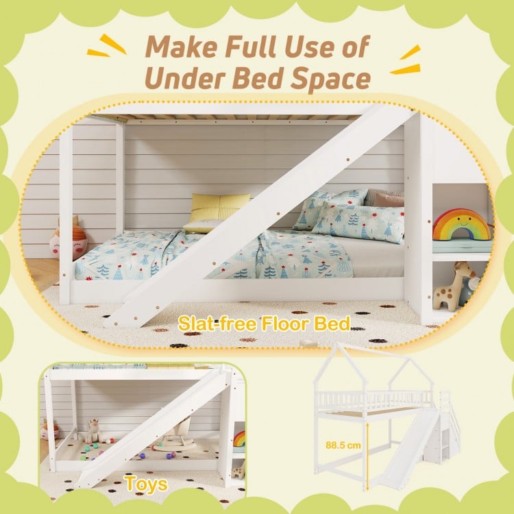 Twin Over Twin Bunk Bed with Slide and Staircase