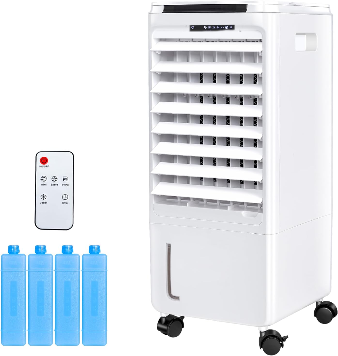 CAYNEL Tragbare Klimaanlagen, Verdunstungsluftkühler mit 7-Stunden-Timer für Auto-Off, 4 Modi und 3 Geschwindigkeiten, 4 Liter Tank-Fensterlose Klimaanlage, Sumpfkühler, Klimaanlage für Zimmer