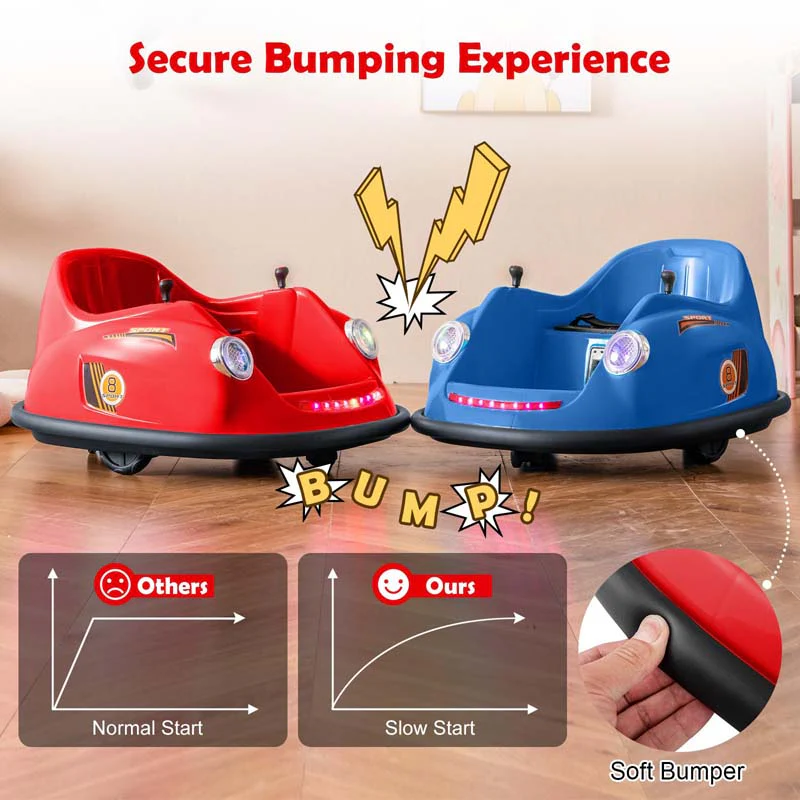 12V Electric Kids Ride on Bumper Car with Remote Control, 360° Spin & LED Lights, Battery Powered Baby Bumping Toy Car for Toddlers Ages 2-5