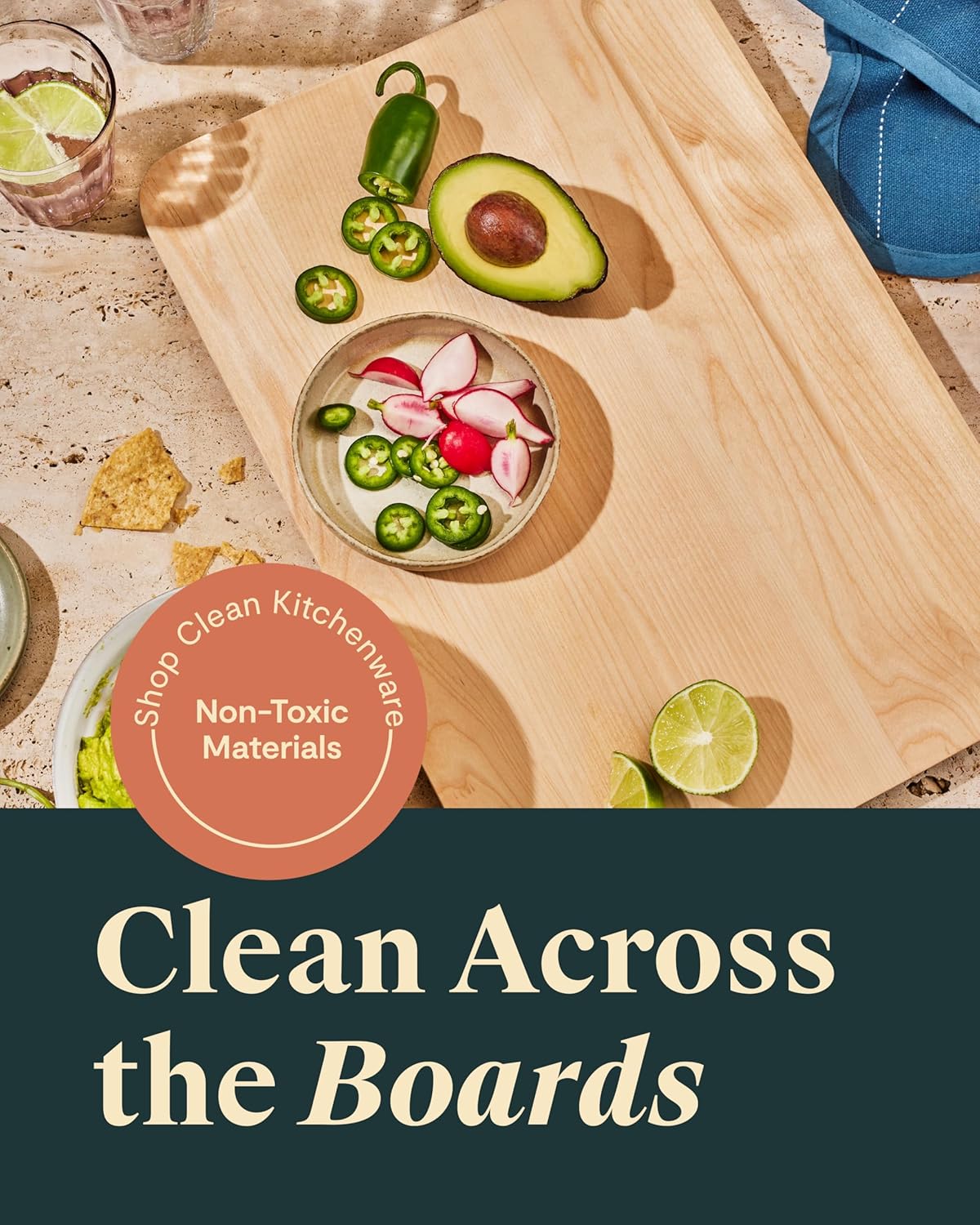 Caraway 4-Piece Double Sided Wood Cutting Board Set - Made From FSC-Certified Birch Wood - Mineral Oil & Wax Finish - 3 Sizes - Small, Medium, & Large - Storage Organizers Included