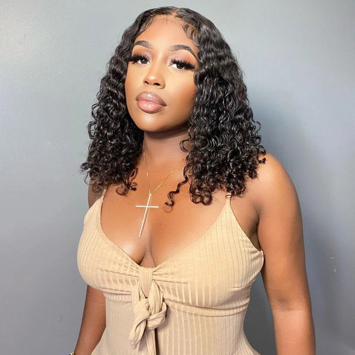 Glueless  Water Wave Short Bob Wig Pre Plucked Natural Hairline 220% Density Human Hair Bob Wigs