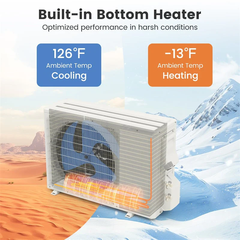 Energy Star Certified 12000 BTU 24 SEER2 Mini Split Air Conditioner with Heat Pump, WiFi Enabled Ductless Inverter AC Unit Cools 750 Sq.Ft