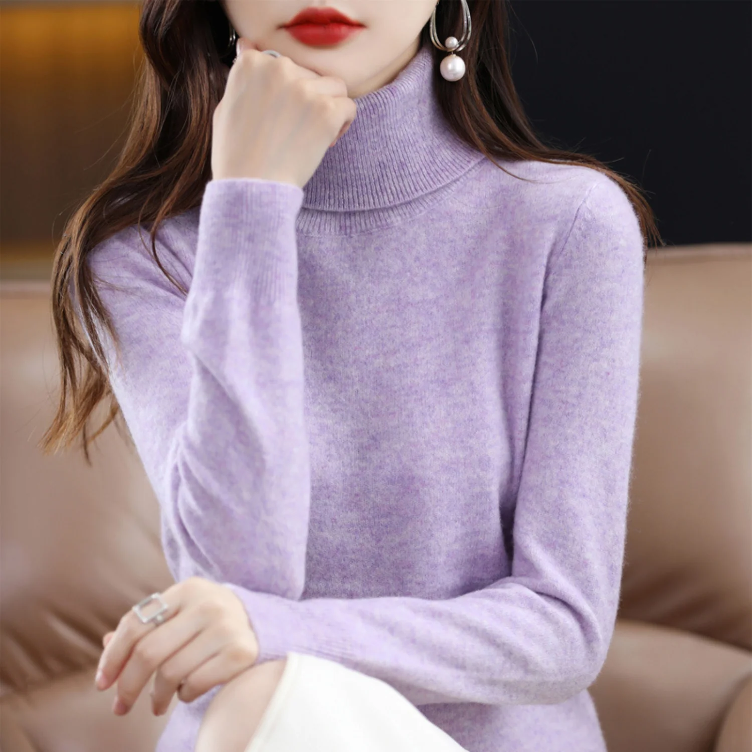 Women��s Turtleneck Sweater Slim Fit Lightweight Design