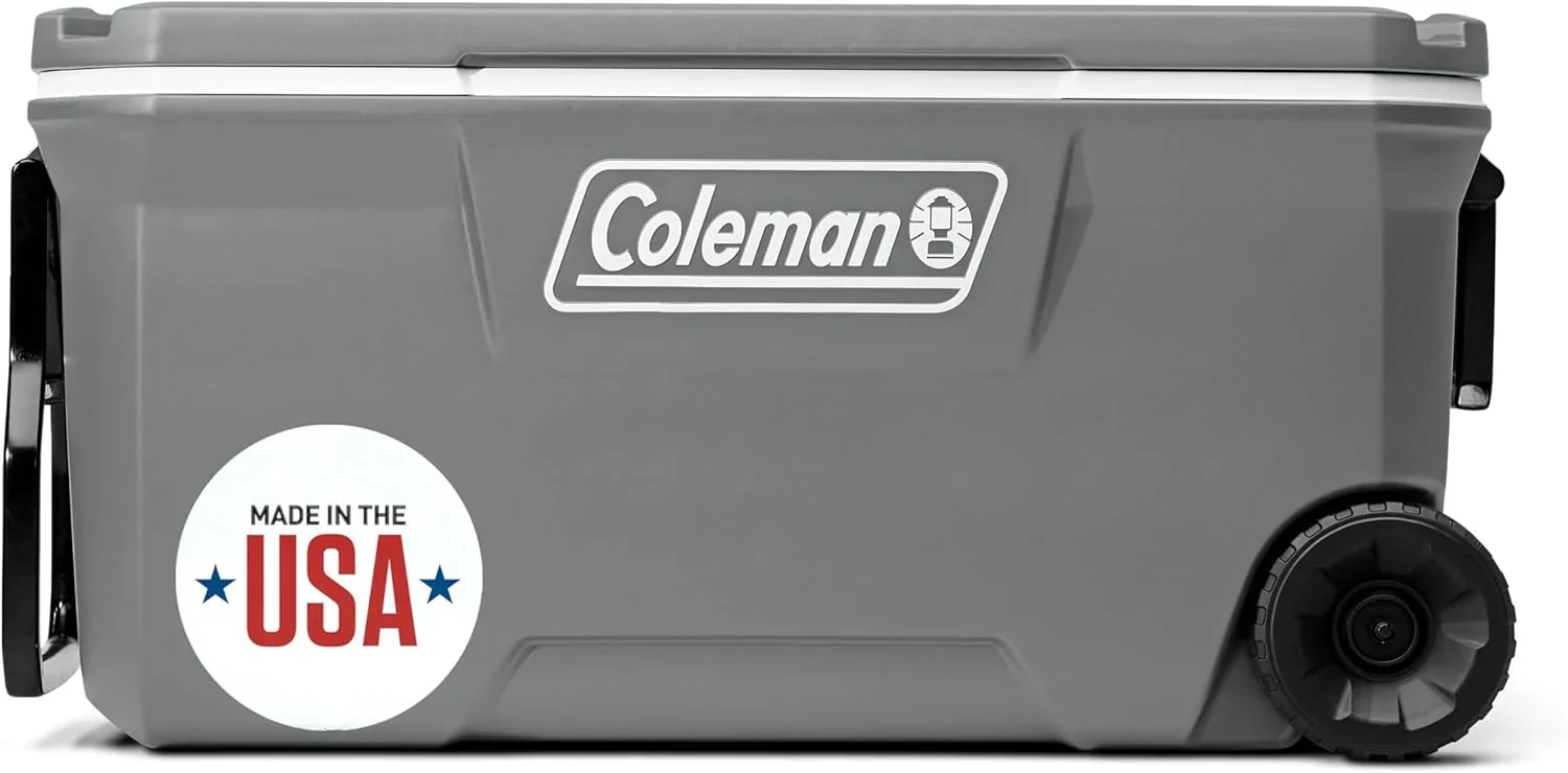 Coleman Classic Series szigetelt, kerekes, hordozható hűtőláda, szivárgásmentes, kültéri, keményfalú hűtőláda, amely akár 5 napig is jégben tartja az ételt, 95 literes